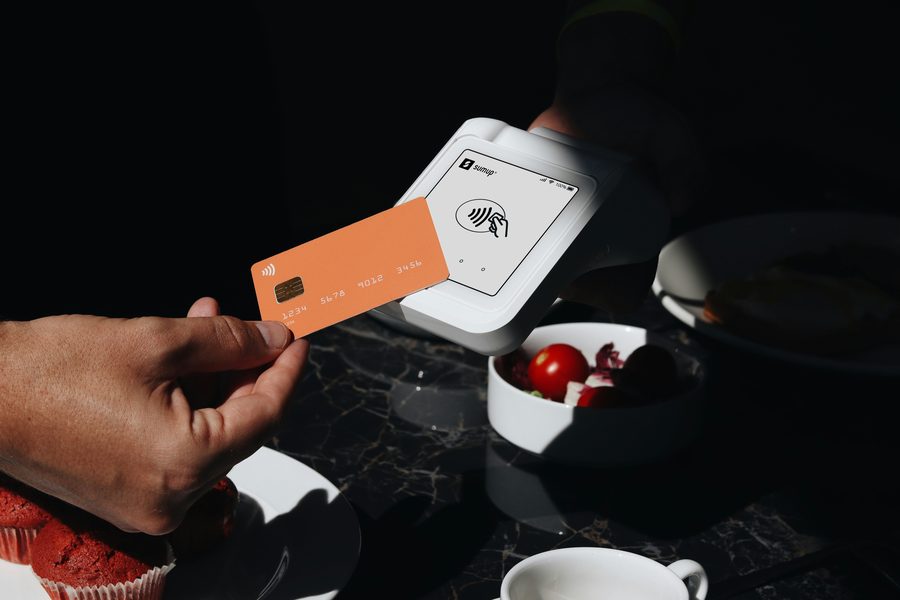 A contactless card payment at a small business